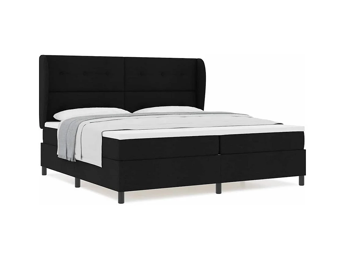 Cadre de lit avec matelas Noir 200 x 200 cm tissu