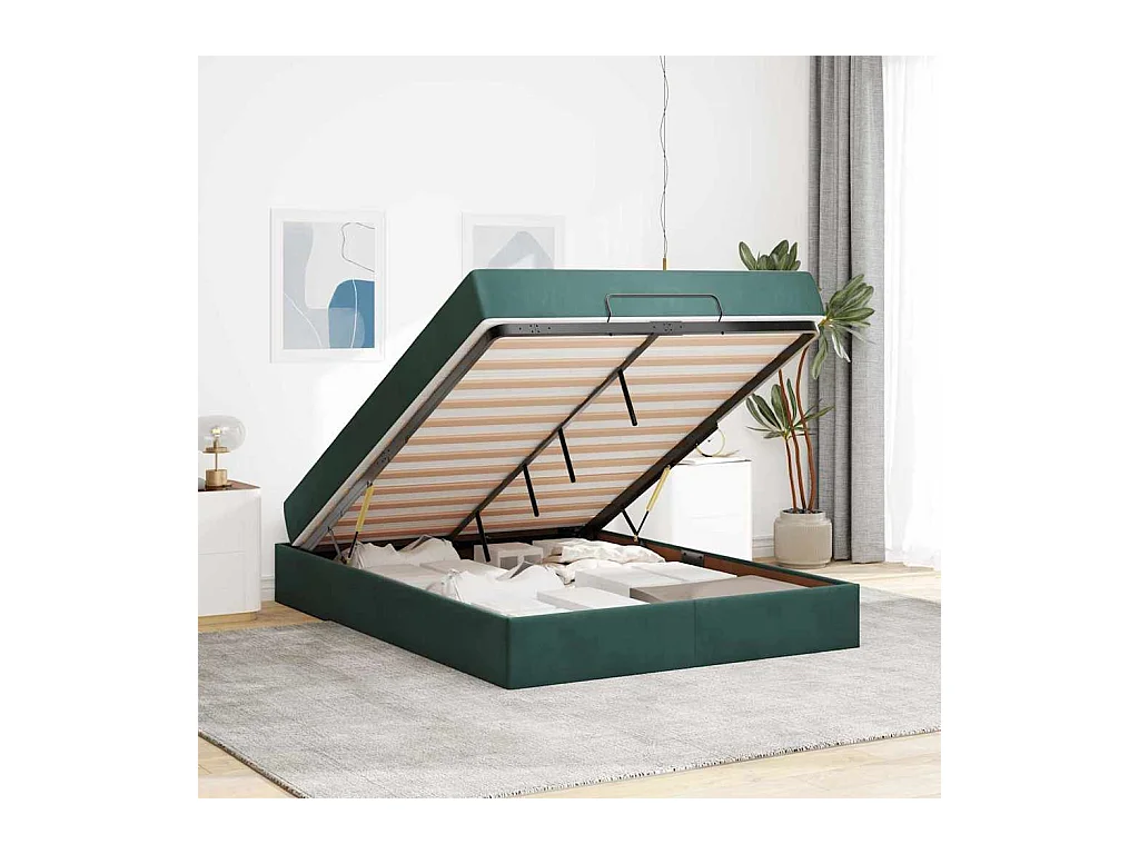 Cadre de lit Vert foncé 160 x 200 cm Velours