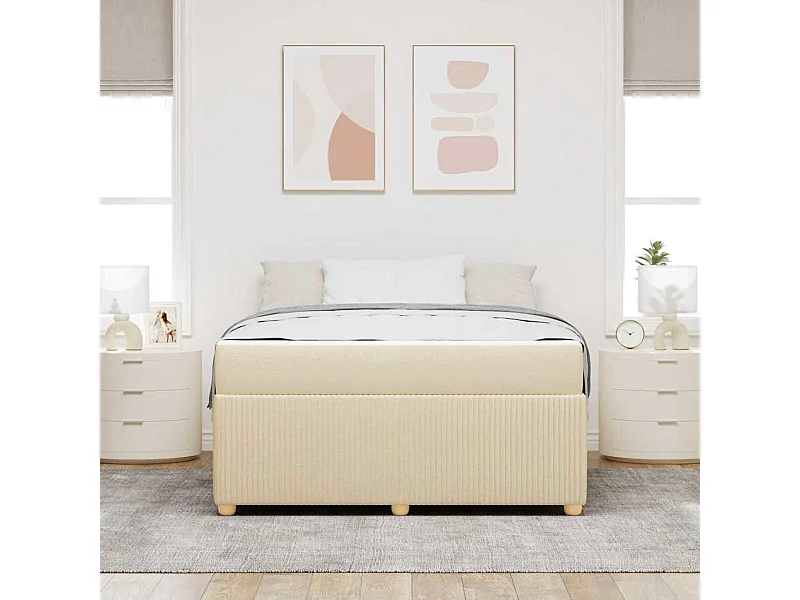 Cadre de lit avec matelas avec matelas Crème 160 x 200 cm tissu