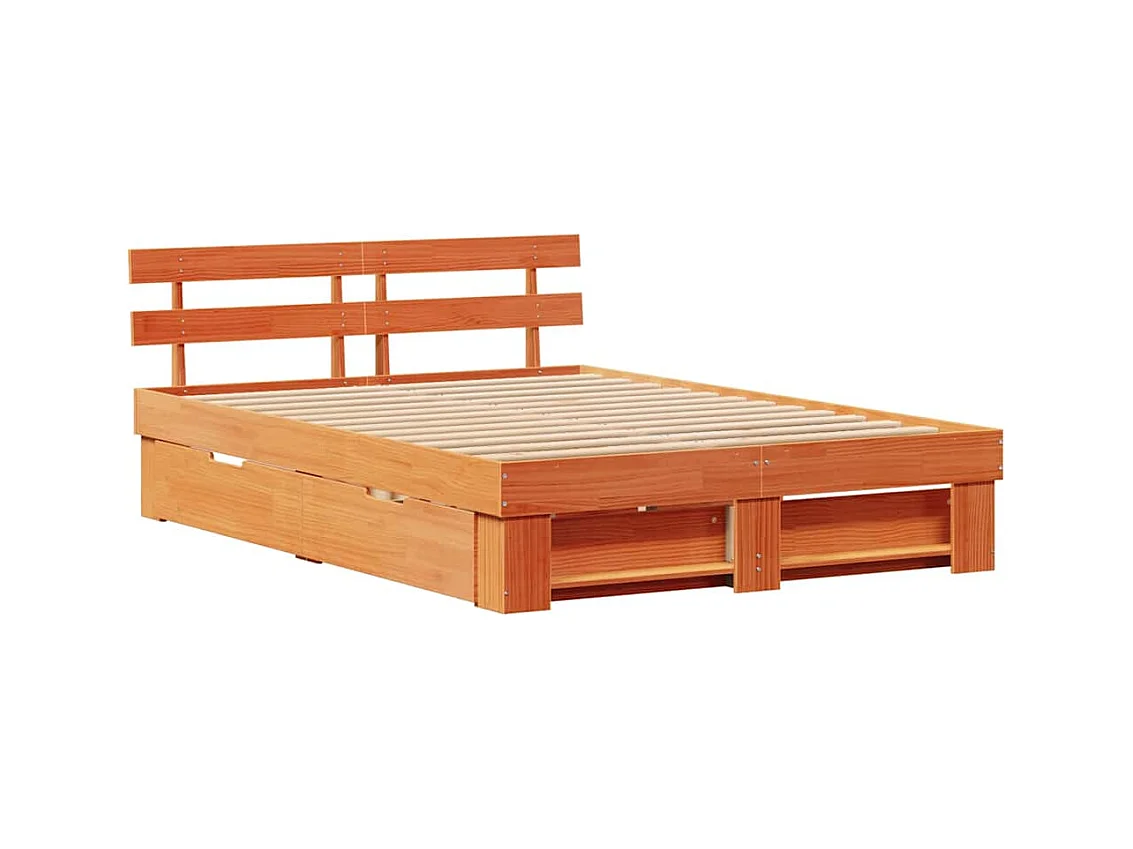 Cadre de lit Marron cire 150 x 200 cm Bois massif en pin