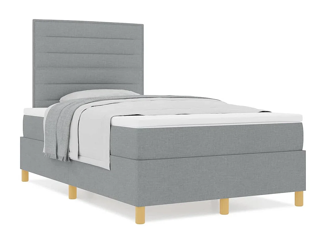 Cama tipo Box Spring con cabecera Gris claro 120 x 190 cm tela