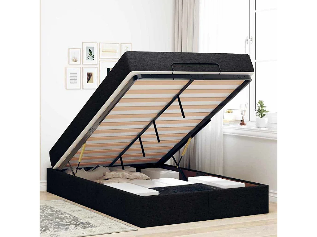 Bedframe met matras Zwart 120 x 200 cm Stof