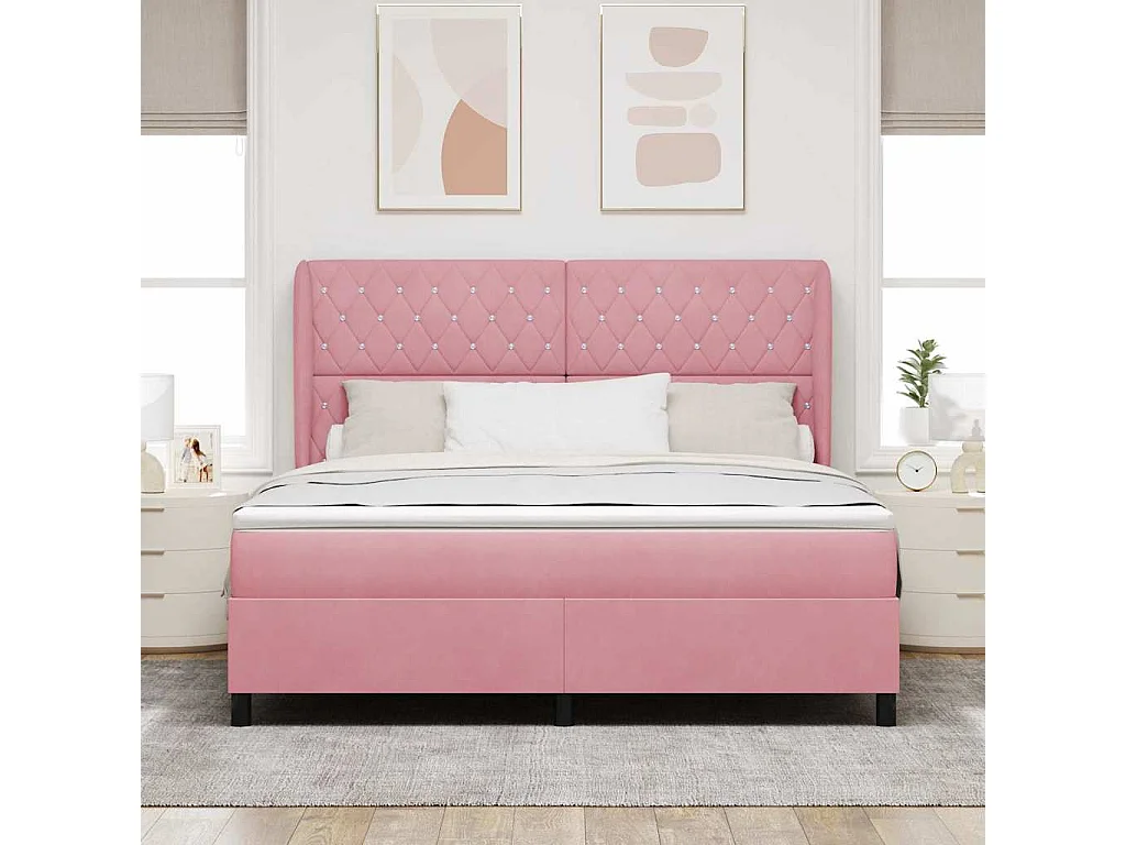 Cadre de lit avec matelas Rose 180 x 200 cm Velours