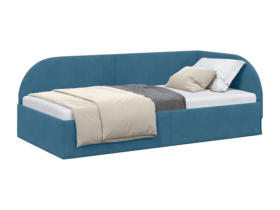 Estructura de cama en esquina Azul 80 x 200 cm Terciopelo