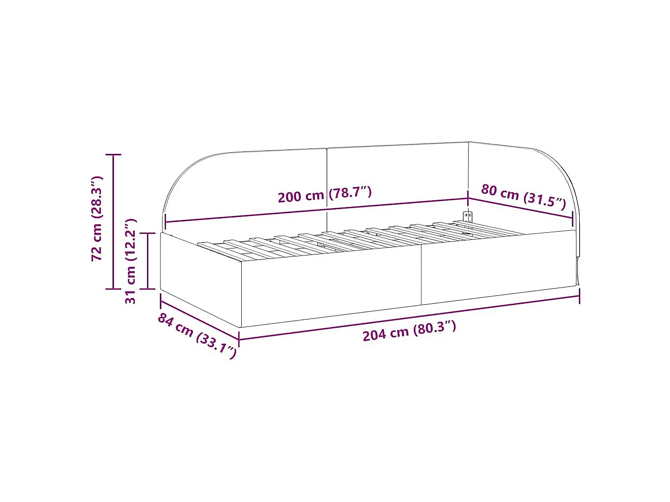 Estructura de cama en esquina Azul 80 x 200 cm Terciopelo