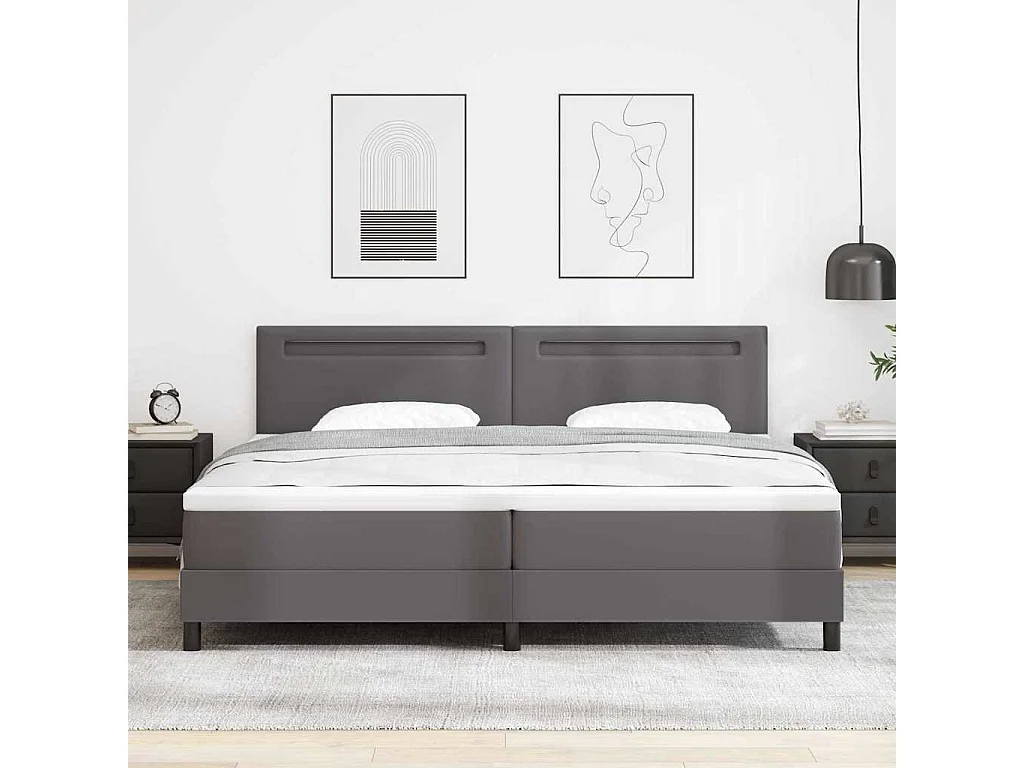 Cadre de lit avec matelas Gris 200 x 200 cm Faux cuir