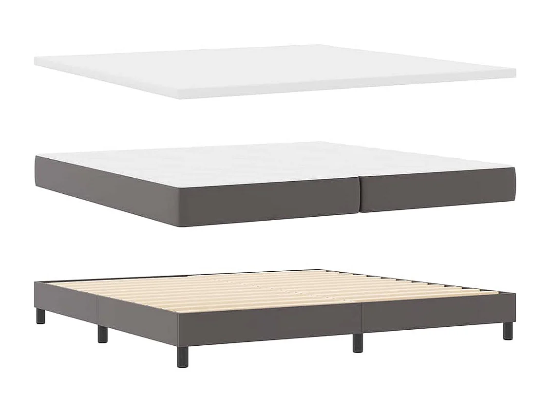 Cadre de lit avec matelas Gris 200 x 200 cm Faux cuir