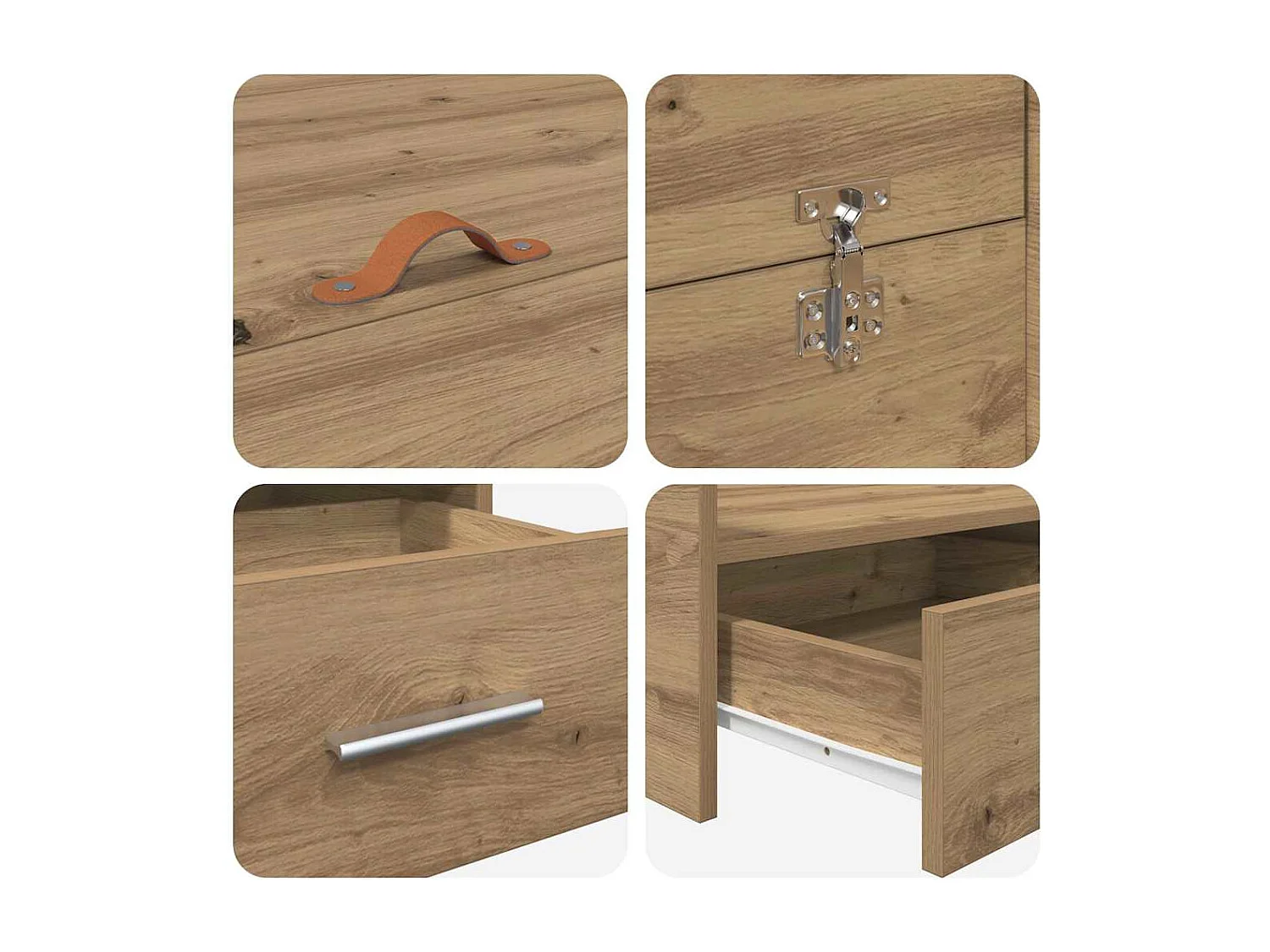 Cadre de lit avec rangement chêne artisanal 120 x 190 cm