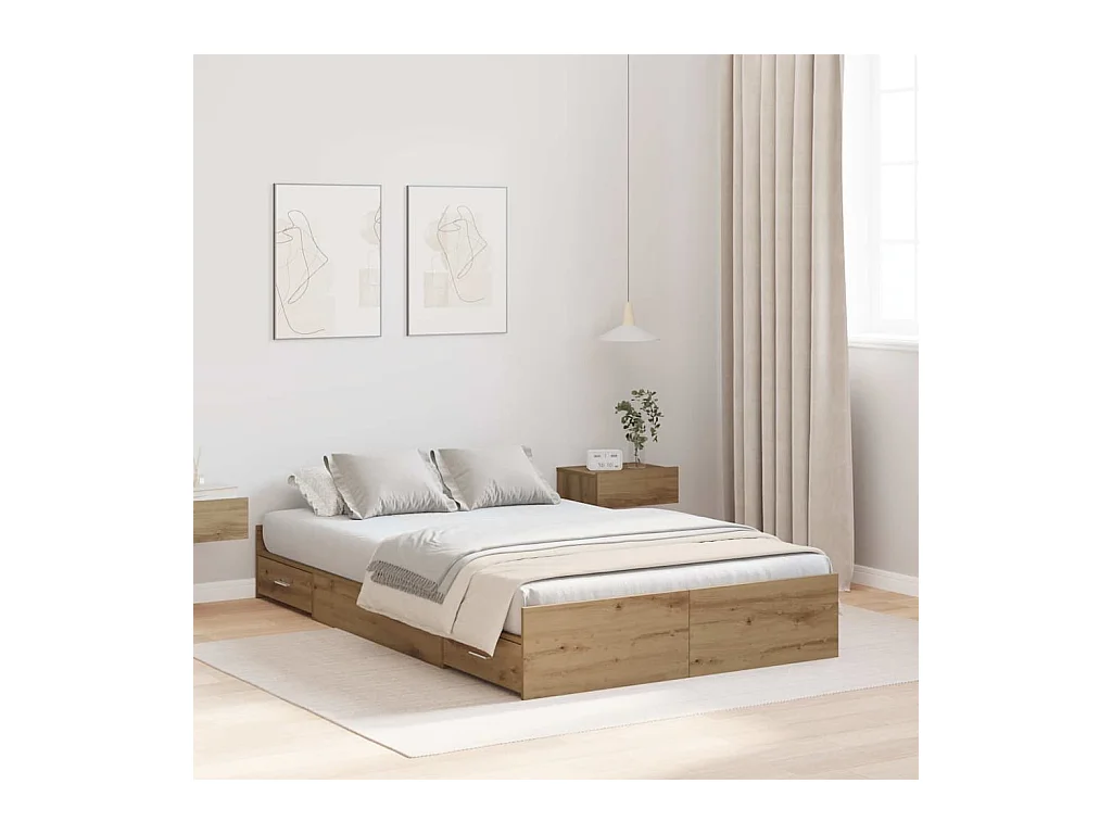 Estrado de cama com arrumação carvalho artisiano 120 x 190 cm