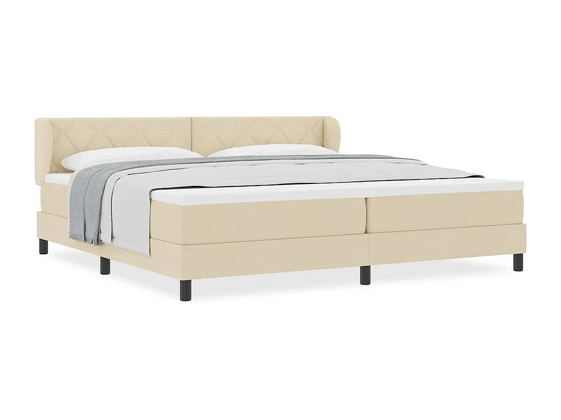 Cadre de lit avec matelas Crème 200 x 200 cm tissu