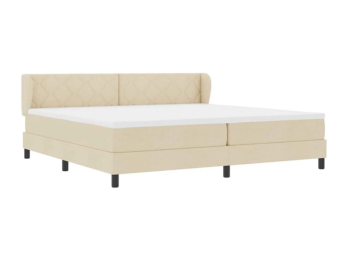 Cadre de lit avec matelas Crème 200 x 200 cm tissu