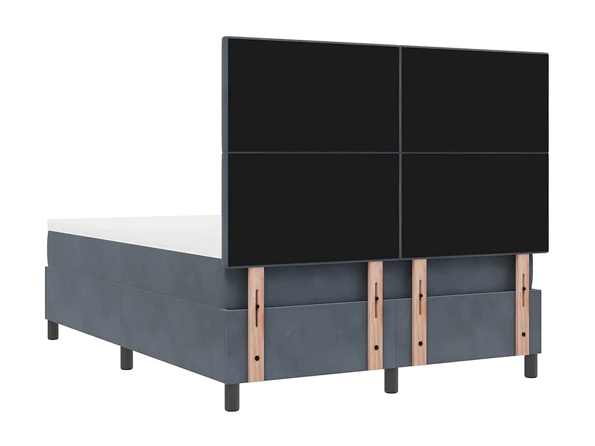 Cadre de lit avec matelas Gris foncé 140 x 190 cm Velours