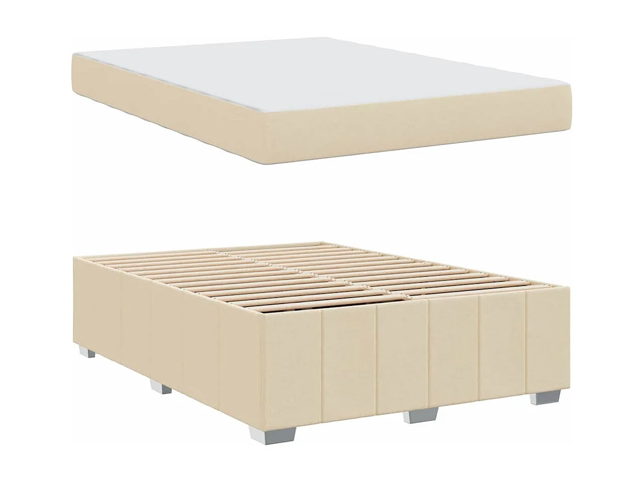 Cadre de lit avec matelas Crème 140 x 200 cm tissu