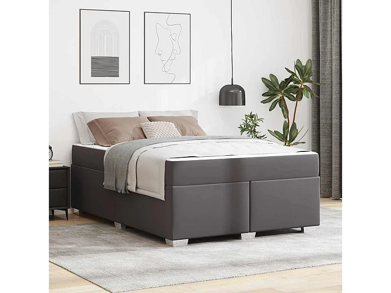 Cadre de lit Gris 140 x 200 cm Faux cuir