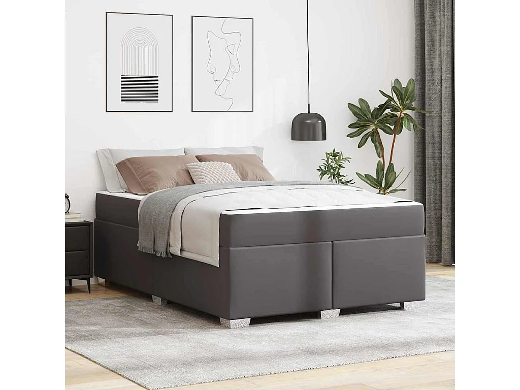 Cadre de lit Gris 140 x 200 cm Faux cuir