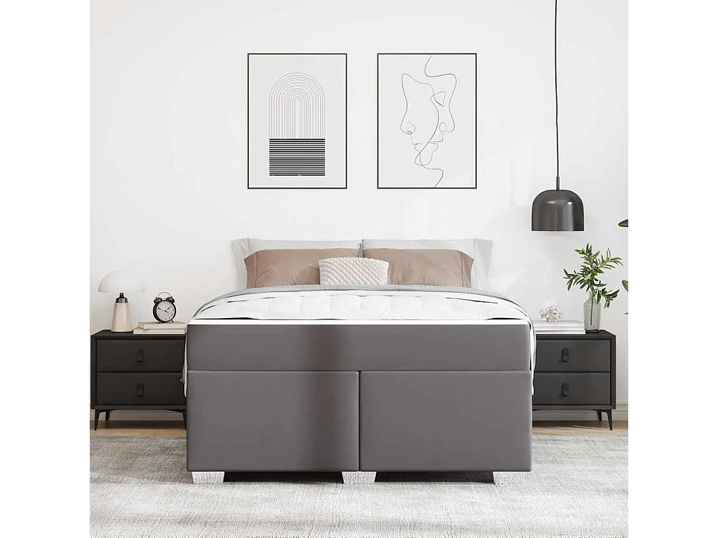 Cadre de lit Gris 140 x 200 cm Faux cuir