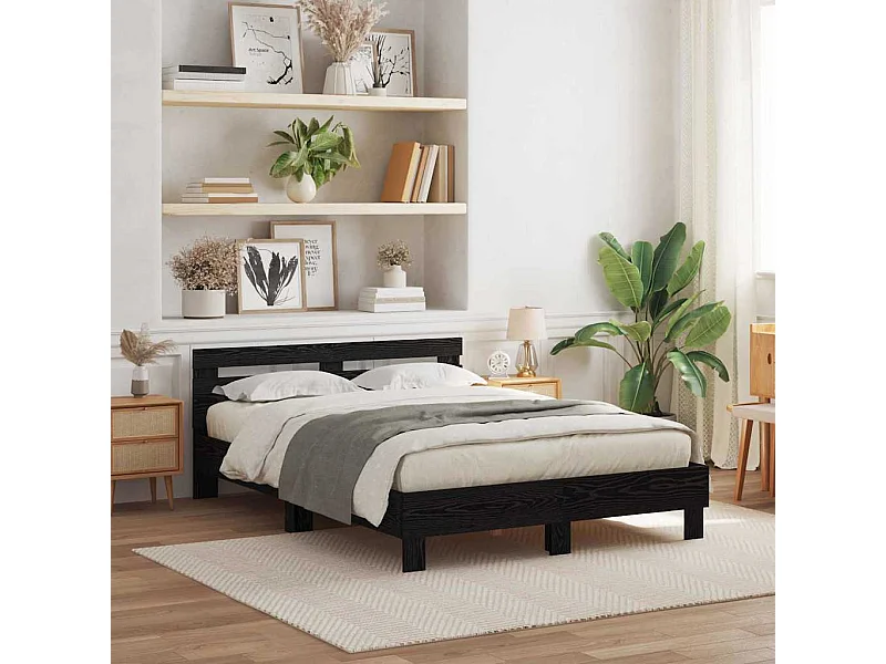Estrutura da Cama com cabeceira Carvalho preto 140 x 190 cm