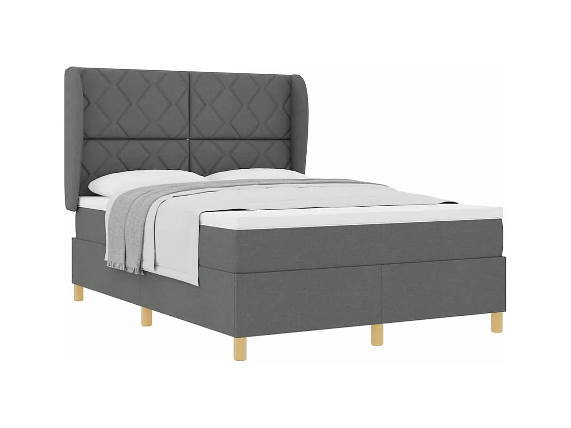 Cadre de lit avec matelas gris foncé 90x190 cm Gris foncé