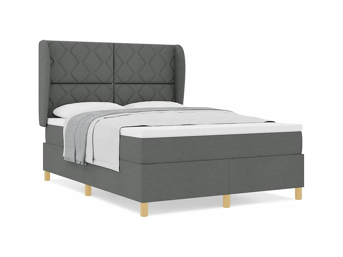 Cadre de lit avec matelas gris foncé 90x190 cm Gris foncé