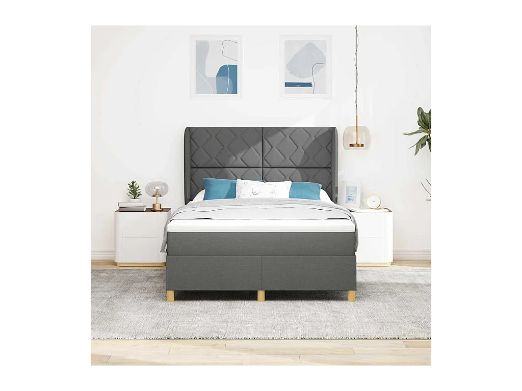 Cadre de lit avec matelas gris foncé 90x190 cm Gris foncé
