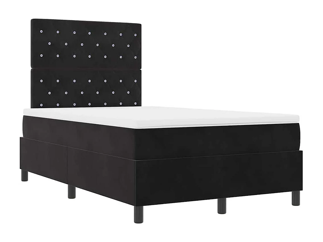 Cama Box com colchão com cabeceira Preto 120 x 200 cm Veludo