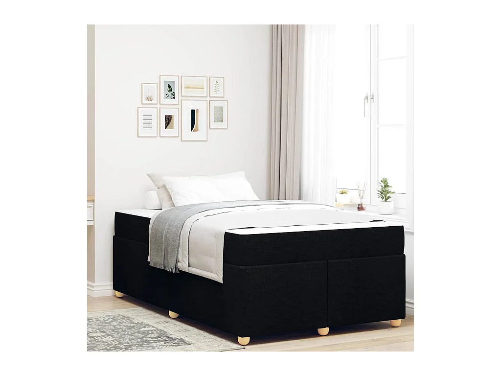 Cadre de lit avec matelas Noir 120 x 200 cm tissu