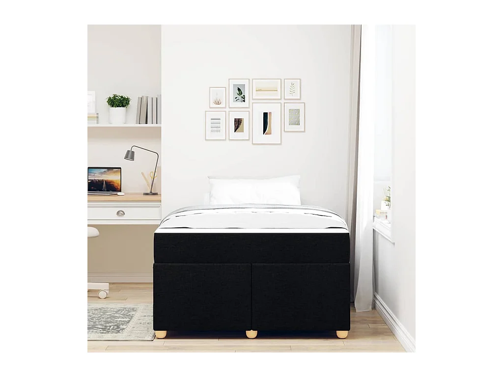 Cadre de lit avec matelas Noir 120 x 200 cm tissu