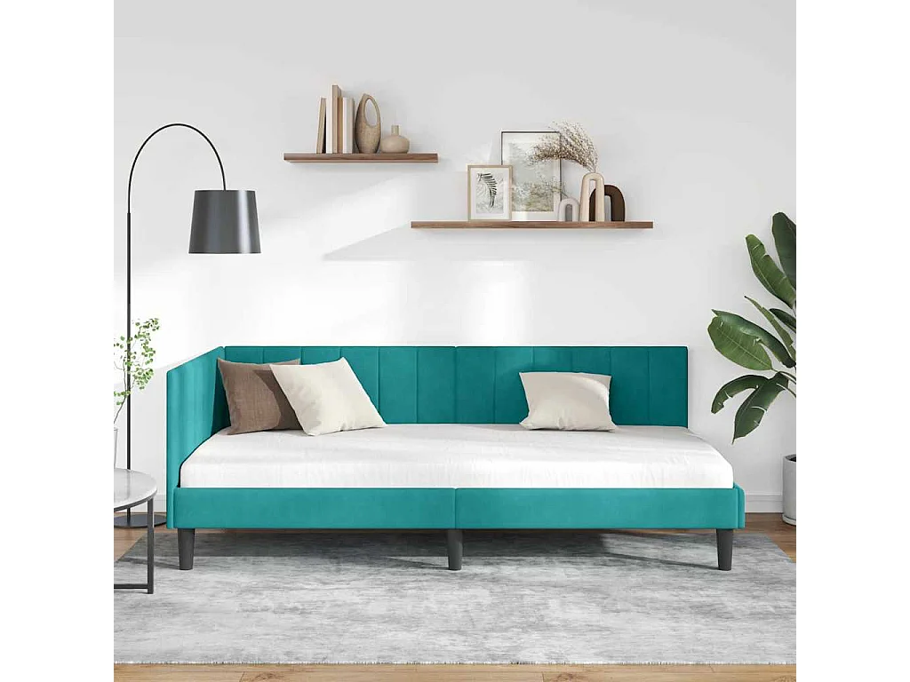 Estructura de cama en esquina Tuquesa 90 x 190 cm Terciopelo