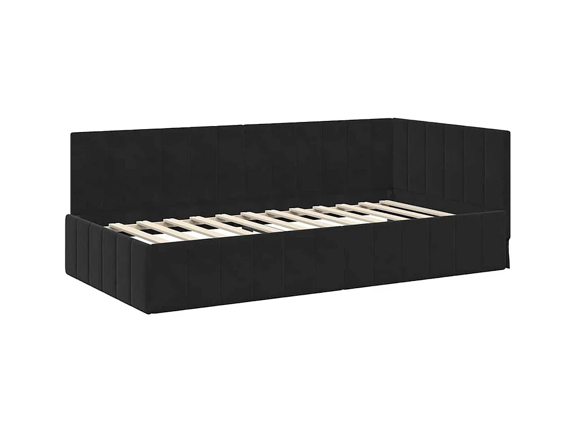Cadre de lit d'angle avec tête de lit Noir 100 x 200 cm Velours