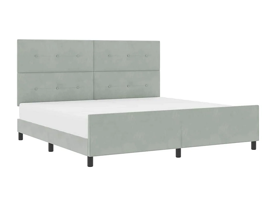 Bedframe met hoofdeinde Lichtgrijs 200 x 200 cm Fluweel