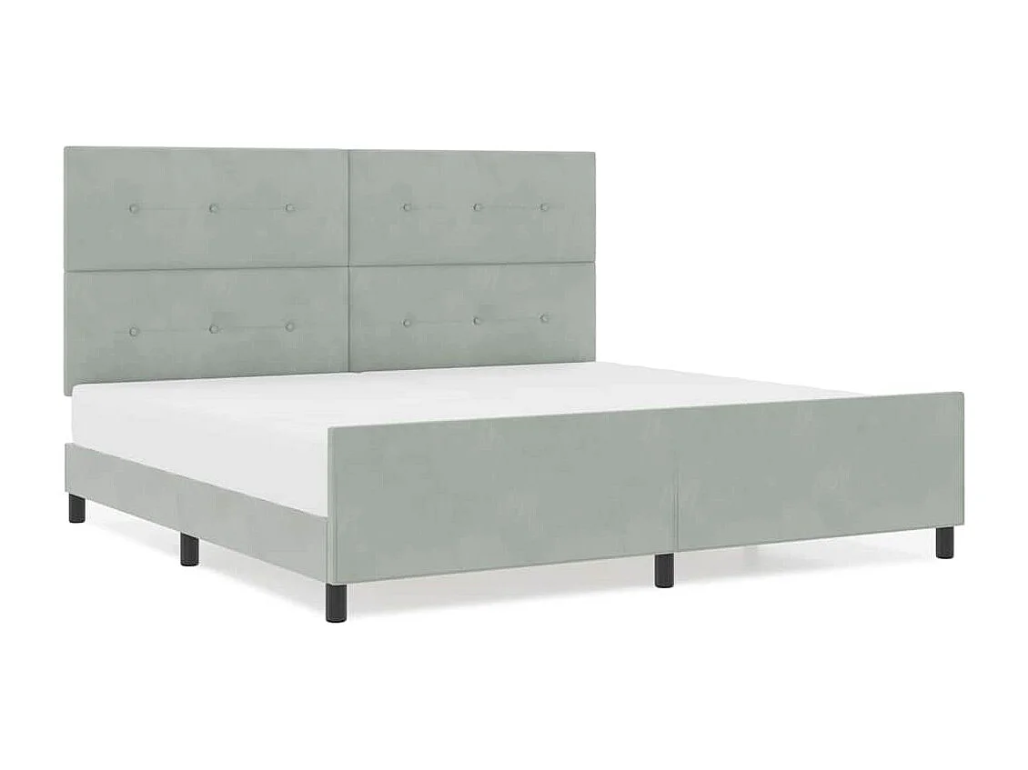 Bedframe met hoofdeinde Lichtgrijs 200 x 200 cm Fluweel