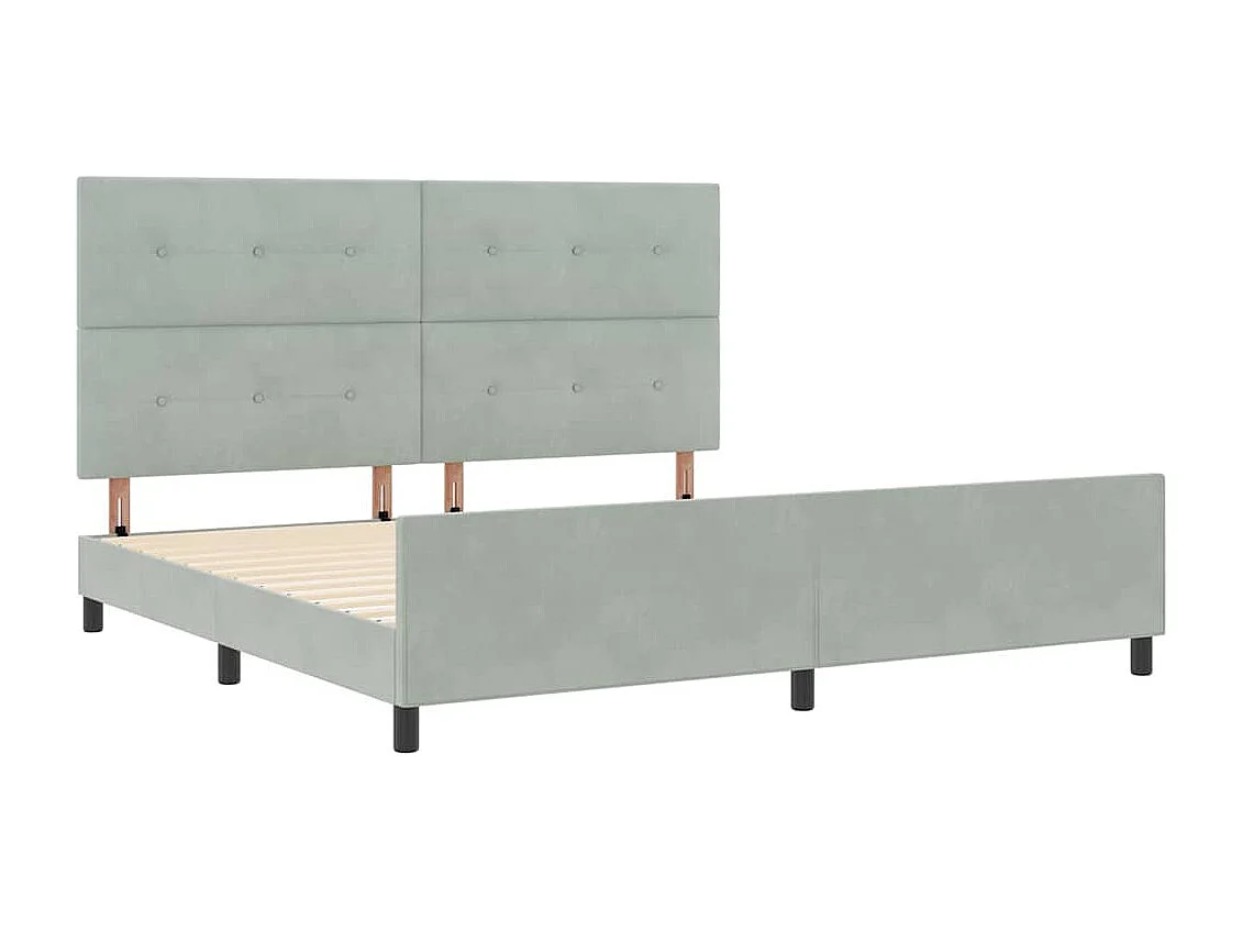 Bedframe met hoofdeinde Lichtgrijs 200 x 200 cm Fluweel