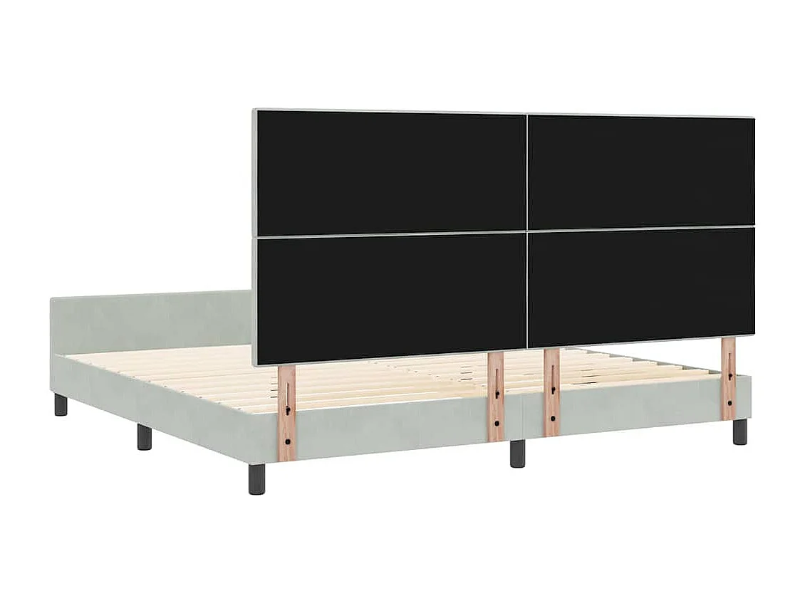 Bedframe met hoofdeinde Lichtgrijs 200 x 200 cm Fluweel