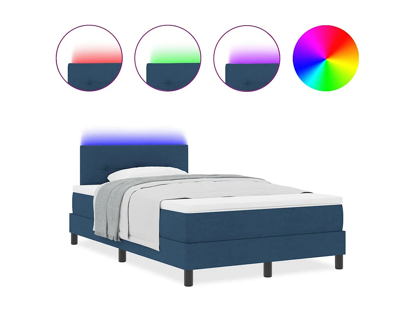 Boxspring bed met matras met hoofdeinde Blauw 120 x 200 cm Stof