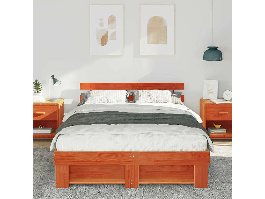 Bedframe Wasbruin 140 x 200 cm Massief grenenhout