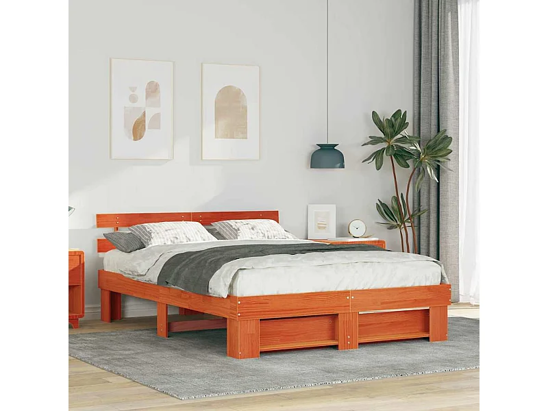 Bedframe Wasbruin 140 x 200 cm Massief grenenhout