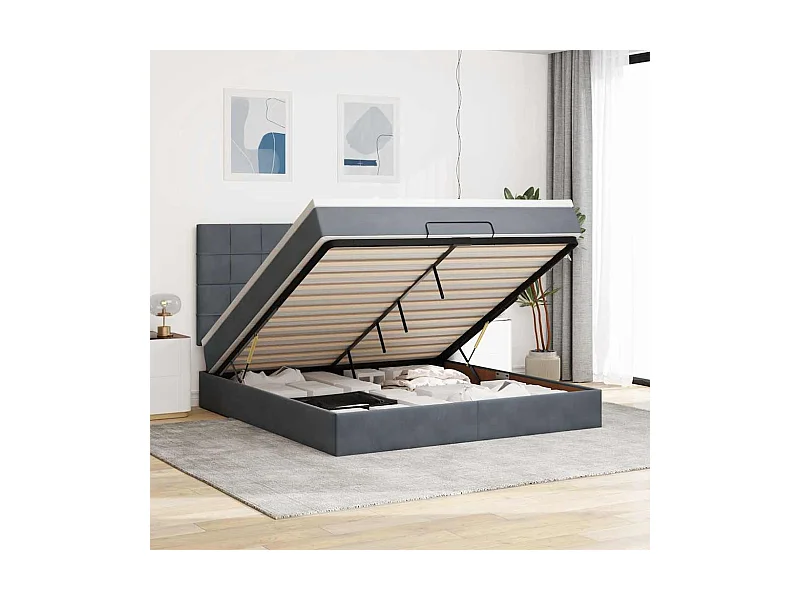 Ottoman bed met matrassen 160x200cm fluweel donkergrijs