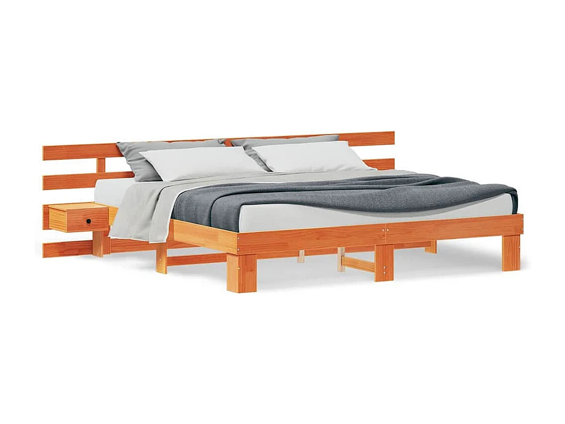 Cadre de lit avec tiroir Marron 180 x 200 cm Bois massif