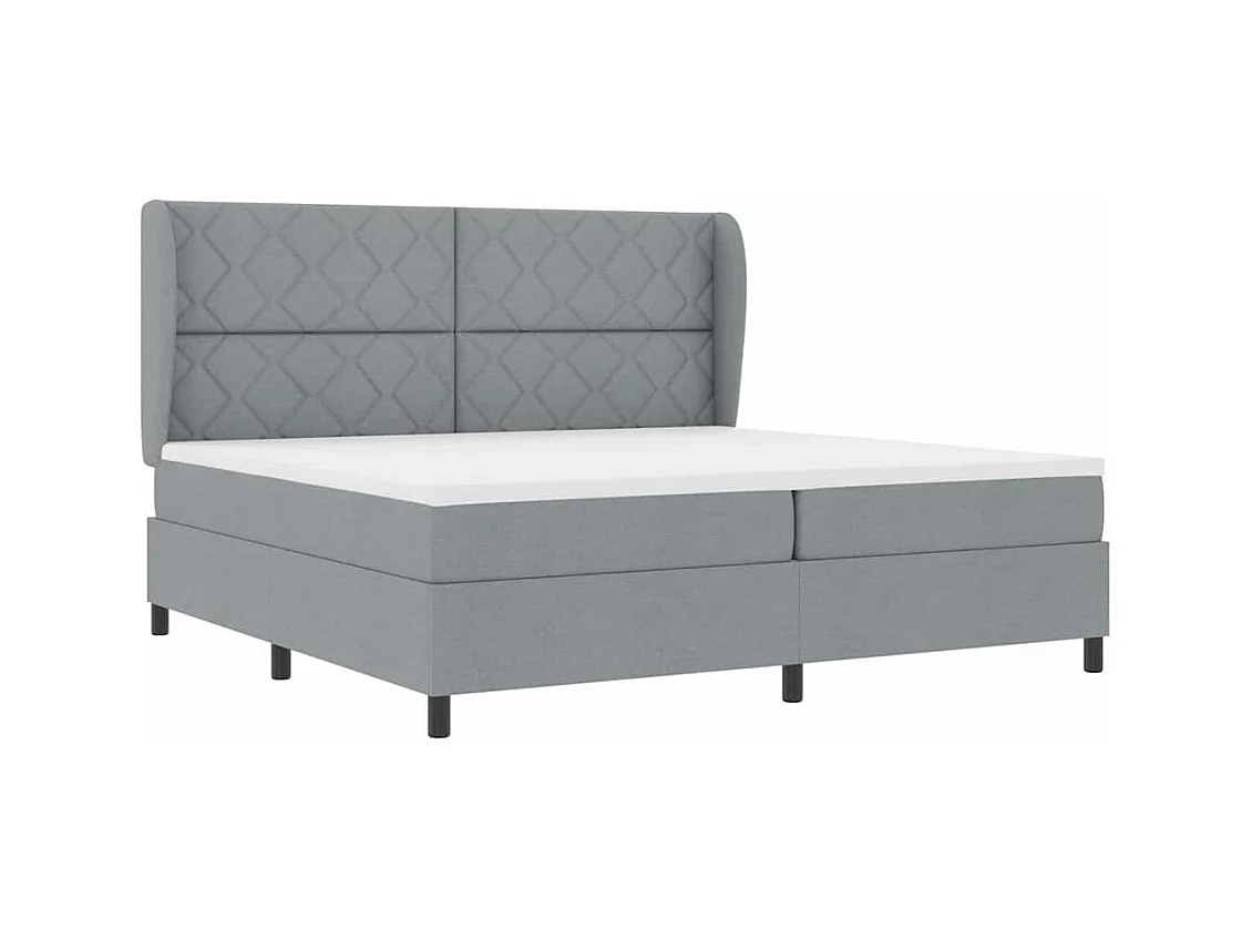 Cadre de lit avec matelas Gris clair 200 x 200 cm tissu