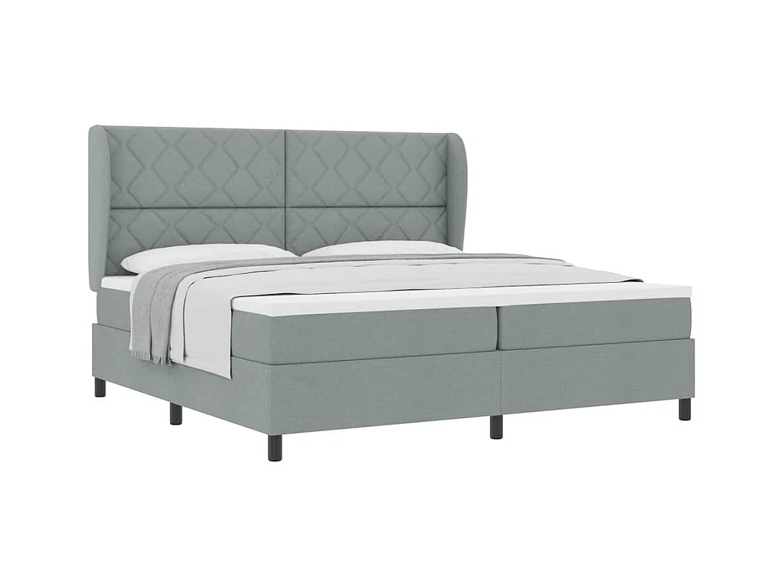 Cadre de lit avec matelas Gris clair 200 x 200 cm tissu