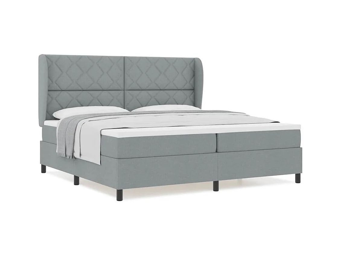 Cadre de lit avec matelas Gris clair 200 x 200 cm tissu