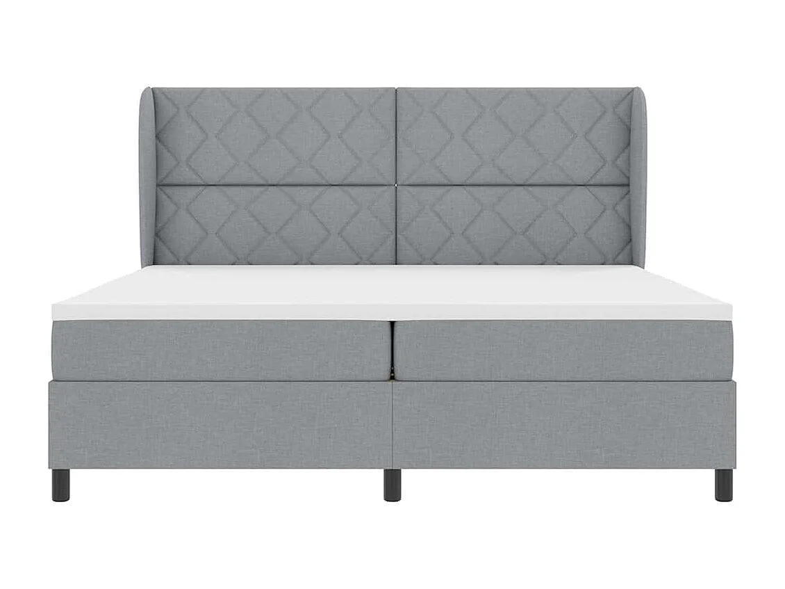 Cadre de lit avec matelas Gris clair 200 x 200 cm tissu