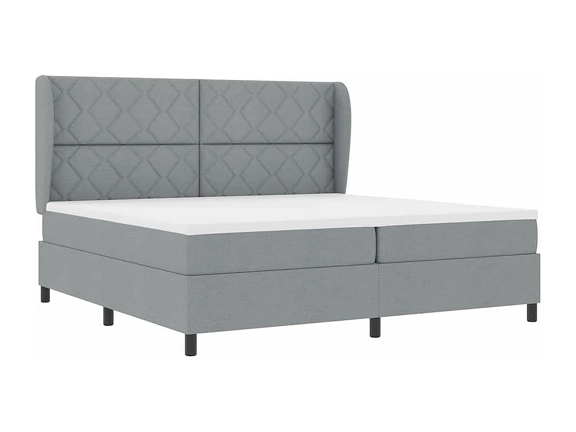 Cadre de lit avec matelas Gris clair 200 x 200 cm tissu