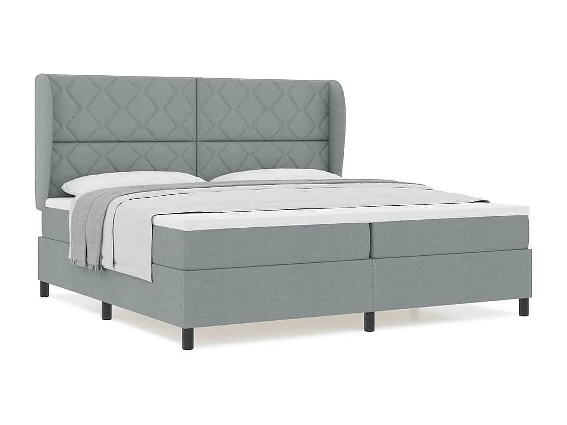 Cadre de lit avec matelas Gris clair 200 x 200 cm tissu