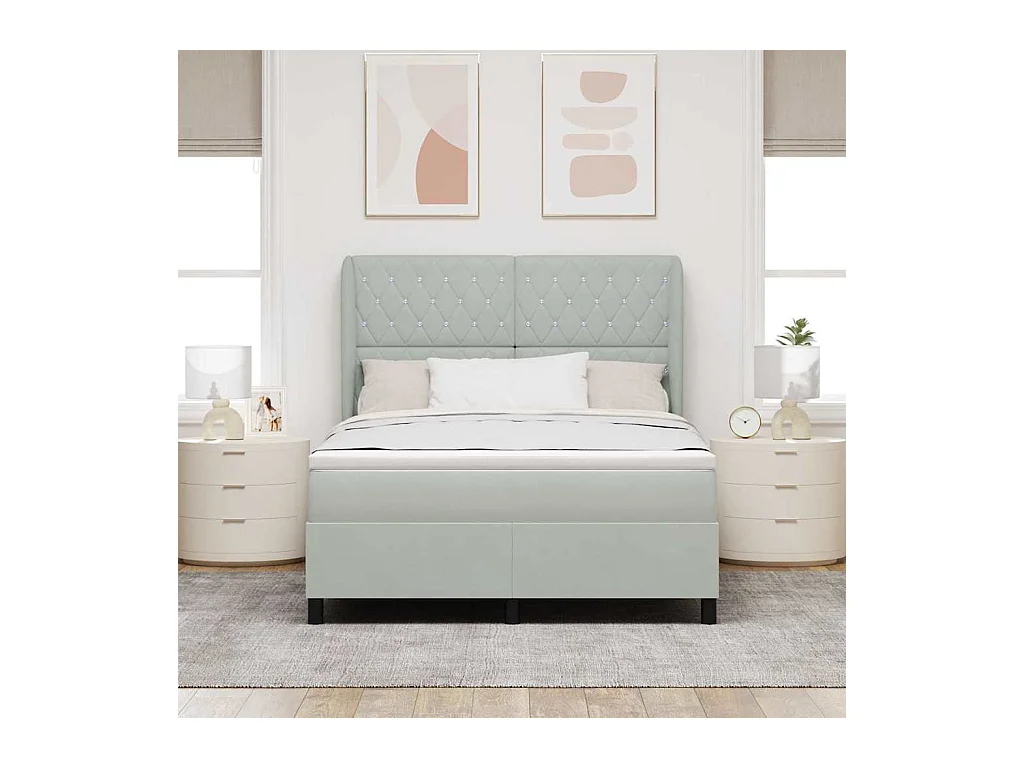 Cadre de lit avec matelas Gris clair 140 x 200 cm Velours