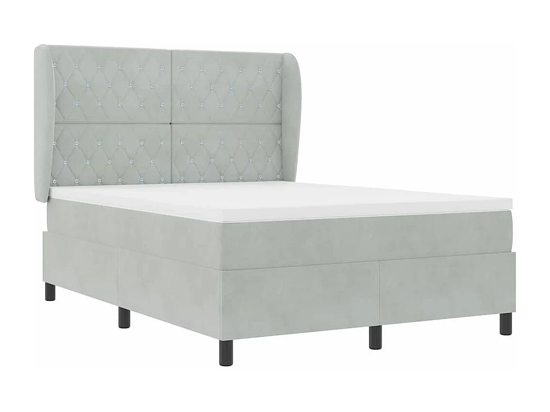 Cama tipo Box Spring Gris claro 140 x 200 cm Terciopelo