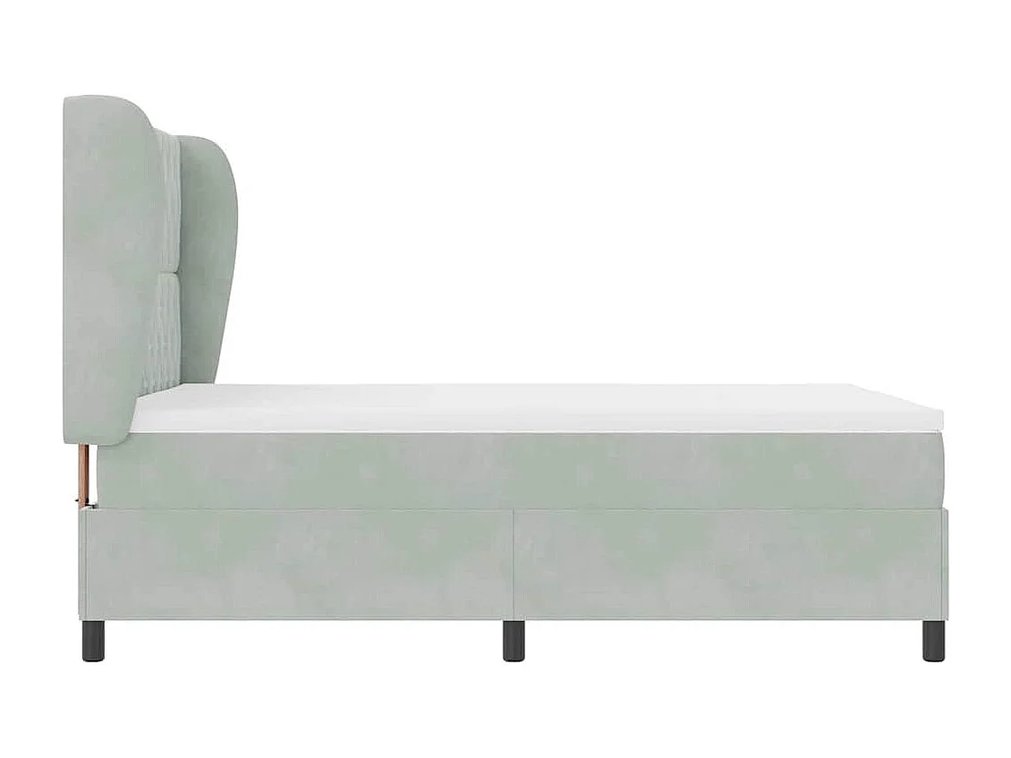 Cama tipo Box Spring Gris claro 140 x 200 cm Terciopelo