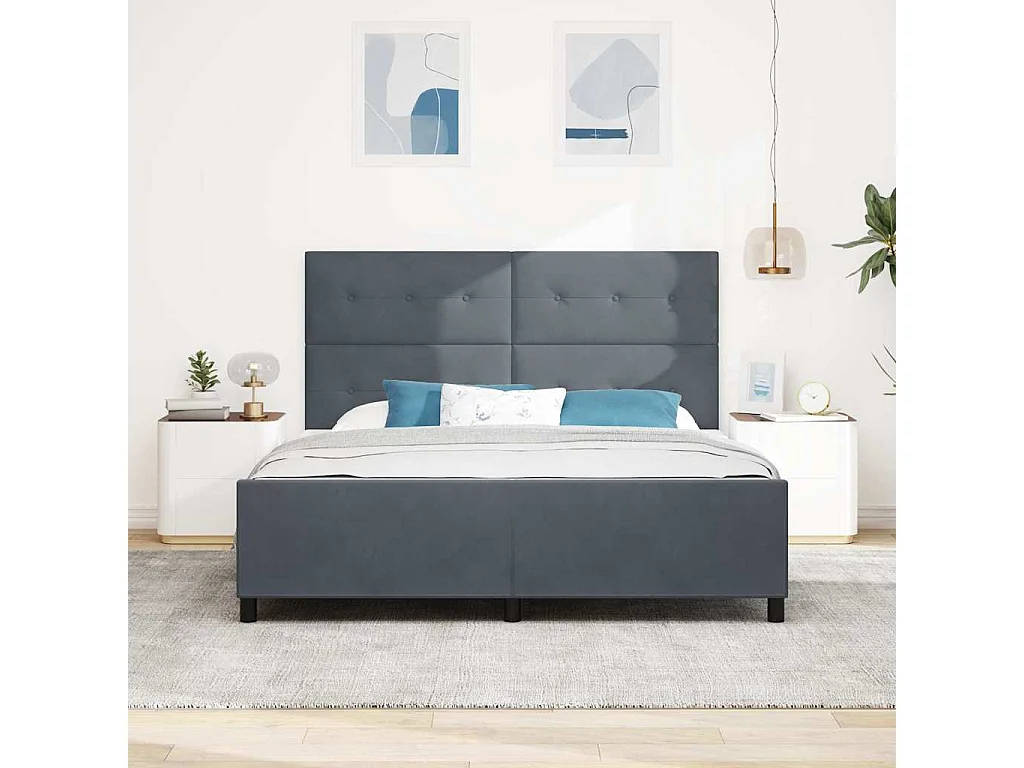 Estructura de cama Gris oscuro 180 x 200 cm Terciopelo