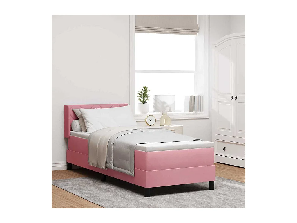 Boxspringbed met Matras Zwart 100x200 cm Fluweel Roze