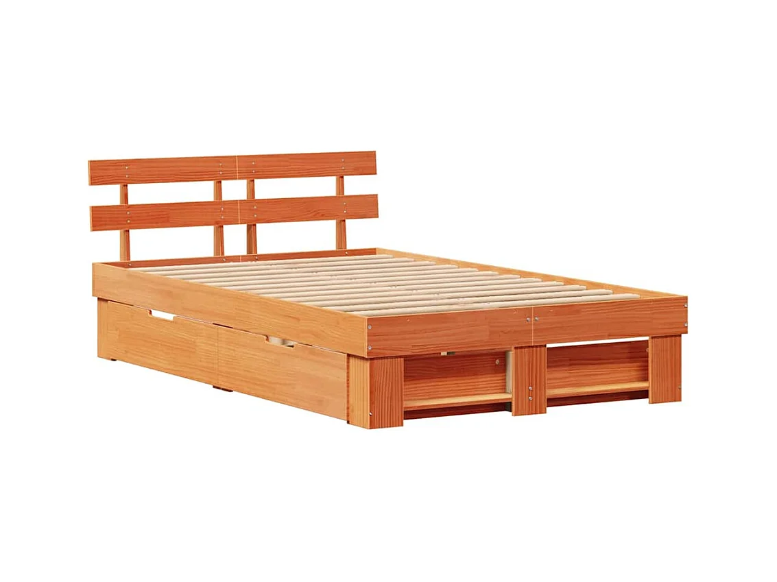 Estructura de cama con cabecera Marrón cera 120 x 200 cm